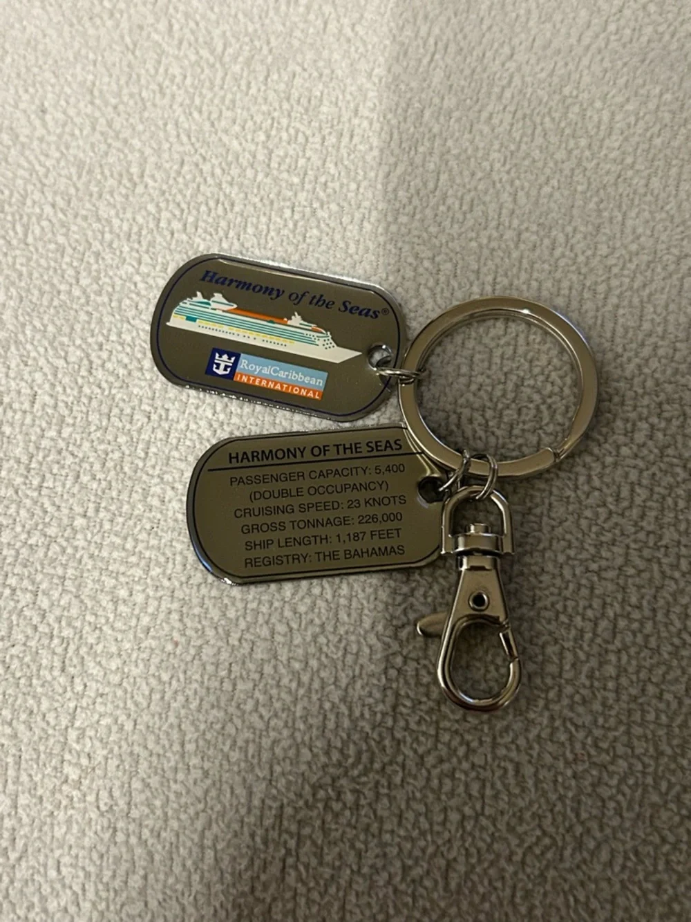 Harmony of the Seas Silver Metal Keychain by Royal Caribbean